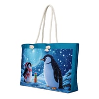 Image 4 of Oversized weekender bag (Christmas Penguin's) with blue