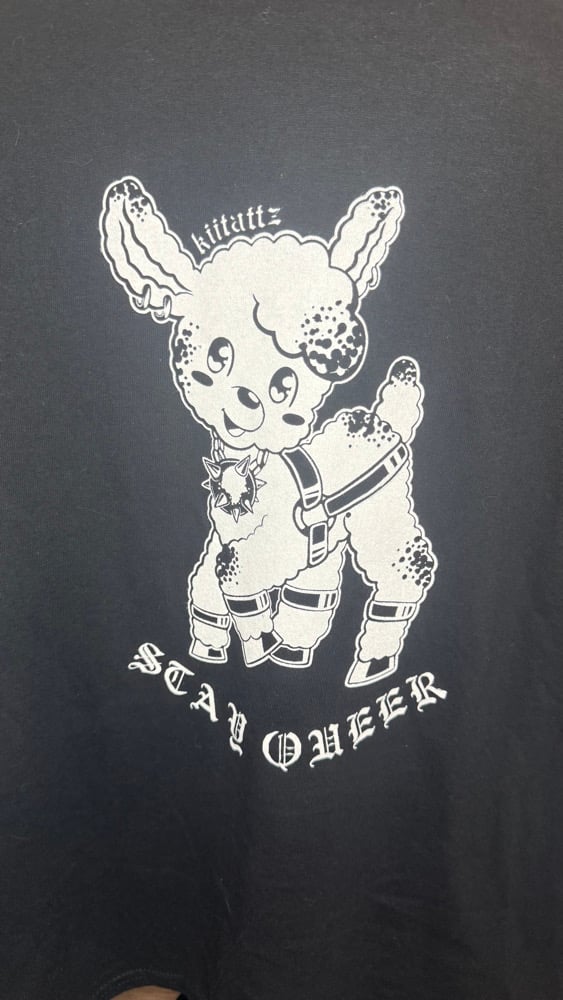 Image of White on Black Stay Queer Sheep T-Shirt