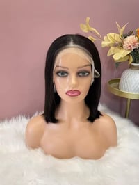 Image 3 of | natural color|13x4 lace bob wig |straight hair | Indian hair 