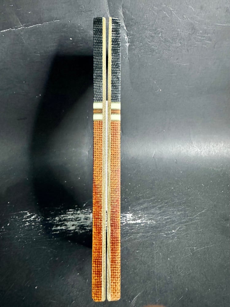 Image of Crosscut Black Micarta & Crosscut Tan Micarta Segmented Knife Scales