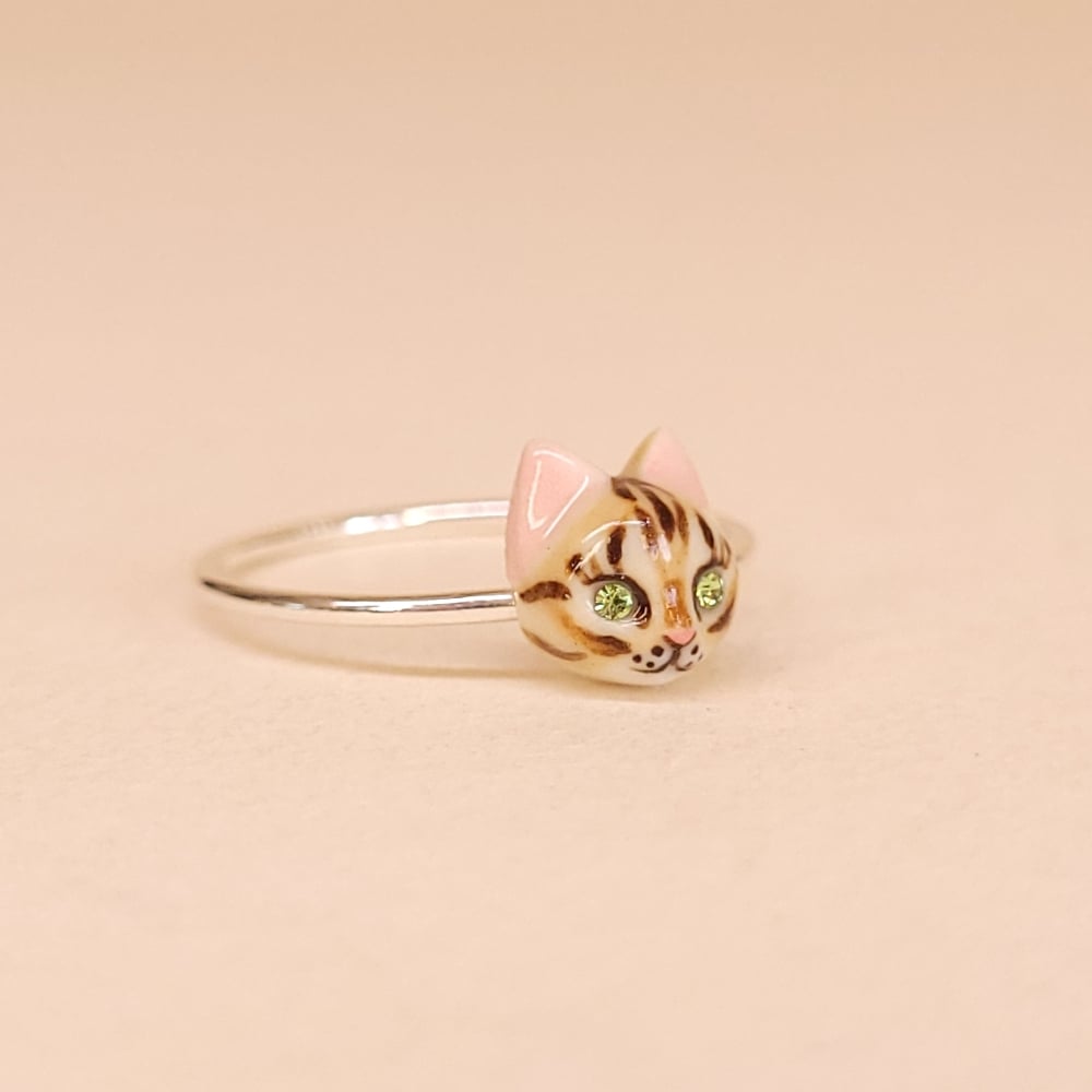 Image of Bengal Porcelain & Sterling Silver Cat Ring