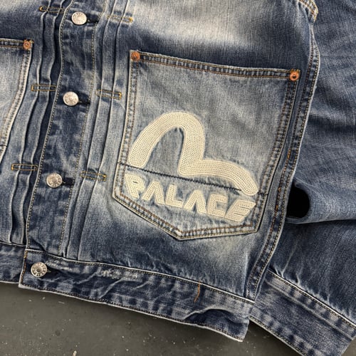Image of BNWT SS 24 Palace x Evisu Dice Denim Jakcet, size medium