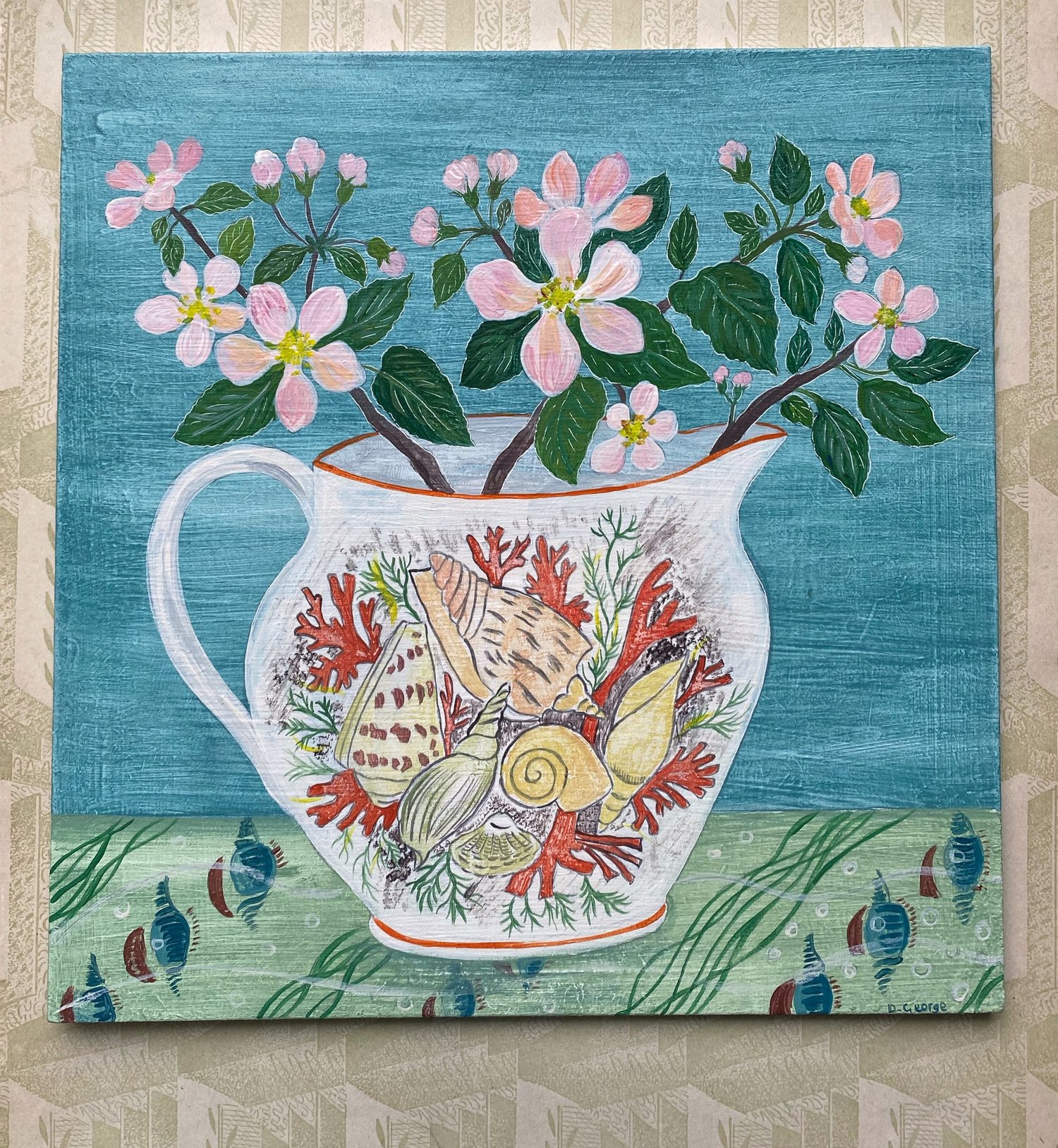 Image of Shell jug and apple blossom 