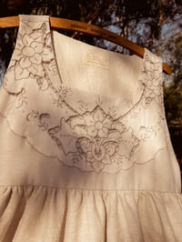 Image 2 of Linen and Lace Midi Dress Large Aus 14-16
