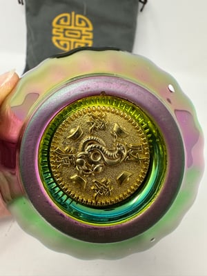 Image of  Rainbow Porcelain Teacup Bowl Golden Lotus Center - Free Shipping 