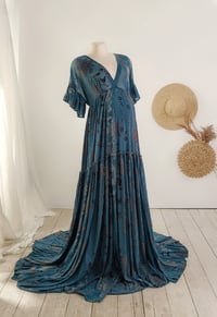 Image 1 of Boho maxi dress for photoshoot | Lorette | size S-M-L | turquoise | photo props