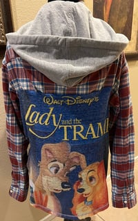 Vintage Rust/Blue/White Hoodie Flannel Shirt Lady and the Tramp