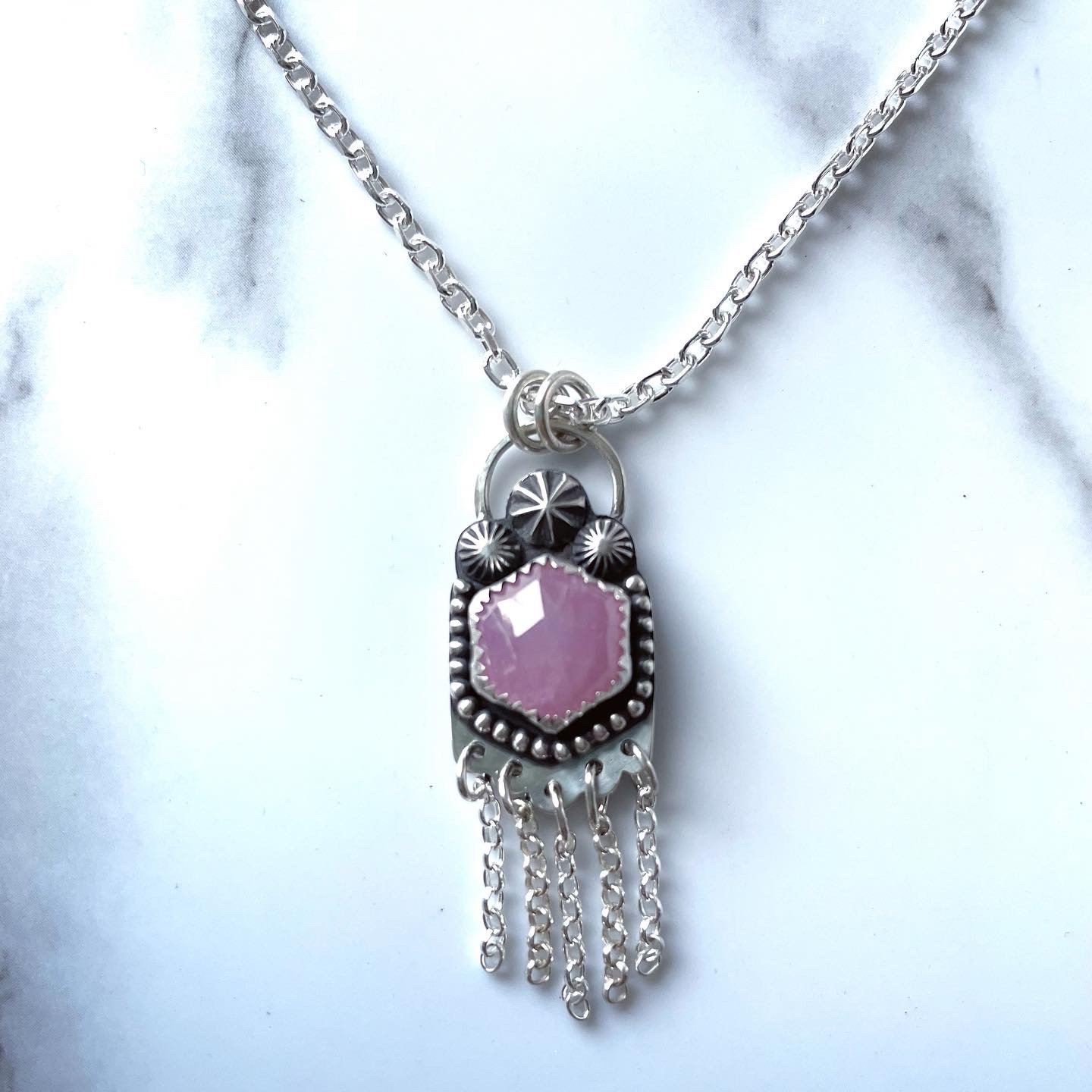 Image of Handmade Sterling Silver Pink Sapphire Pendant 925