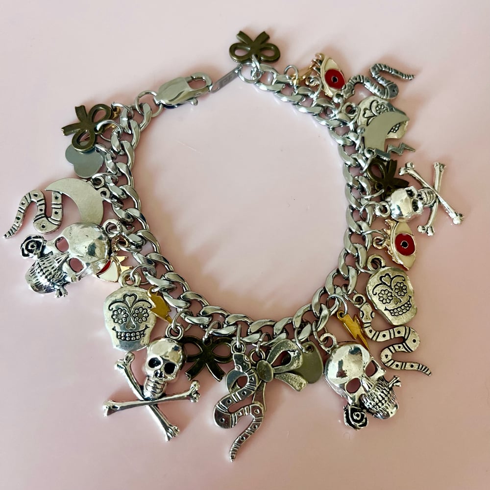 Image of One If A Kind Charm Bracelet - Skulls/snakes