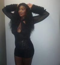 Image 4 of Mesh Cutout Fluffy Sleeve Dress 