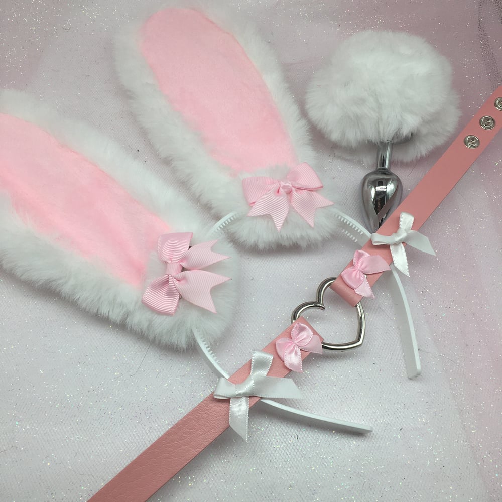 White Long Ear Bunny Set