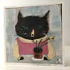 Small square art print-Springtime cat 