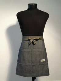 Image 2 of Women’s Waist Apron | Couture | Indigo Herringbone 100% Cotton Handmade Waist Apron