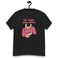 Image 2 of Unisex classic tee, Eat Sleep Game Repeat T-Shirt | Funny Gamer Graphic Tee