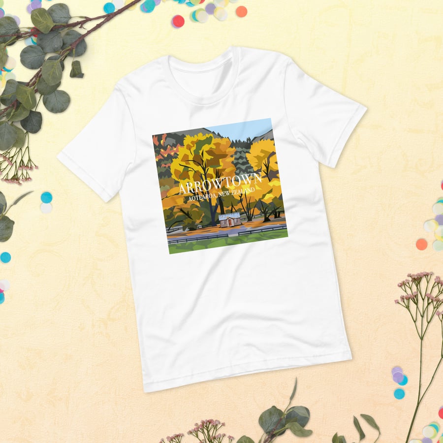 Image of Arrowtown Cottage, New Zealand, unisex tee