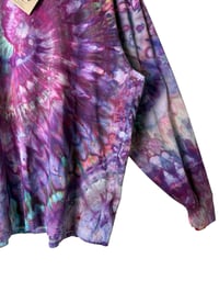 Image 3 of XL Unisex Adult Soft Long Sleeve Tee in Earthy Raspberry Spiral Ice Dye