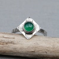 Image 6 of Handmade Sterling Silver Green Onyx Stamped Dainty Ring
