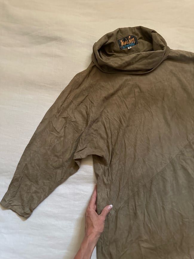 70s thin suede cowl neck dress