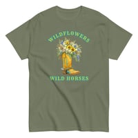 Image 1 of Unisex classic tee, Wildflowers Wild Horses Cowgirl Western Boot Sunflowers Tee