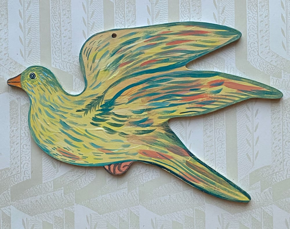 Image of Painted wooden bird