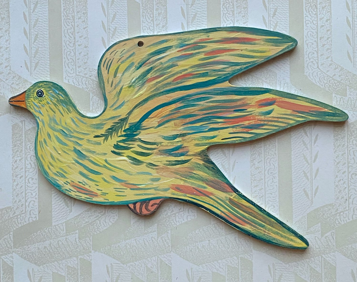 Image of Painted wooden bird
