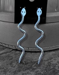 Image 2 of Ride the Sky Sterling Silver Snake Earrings
