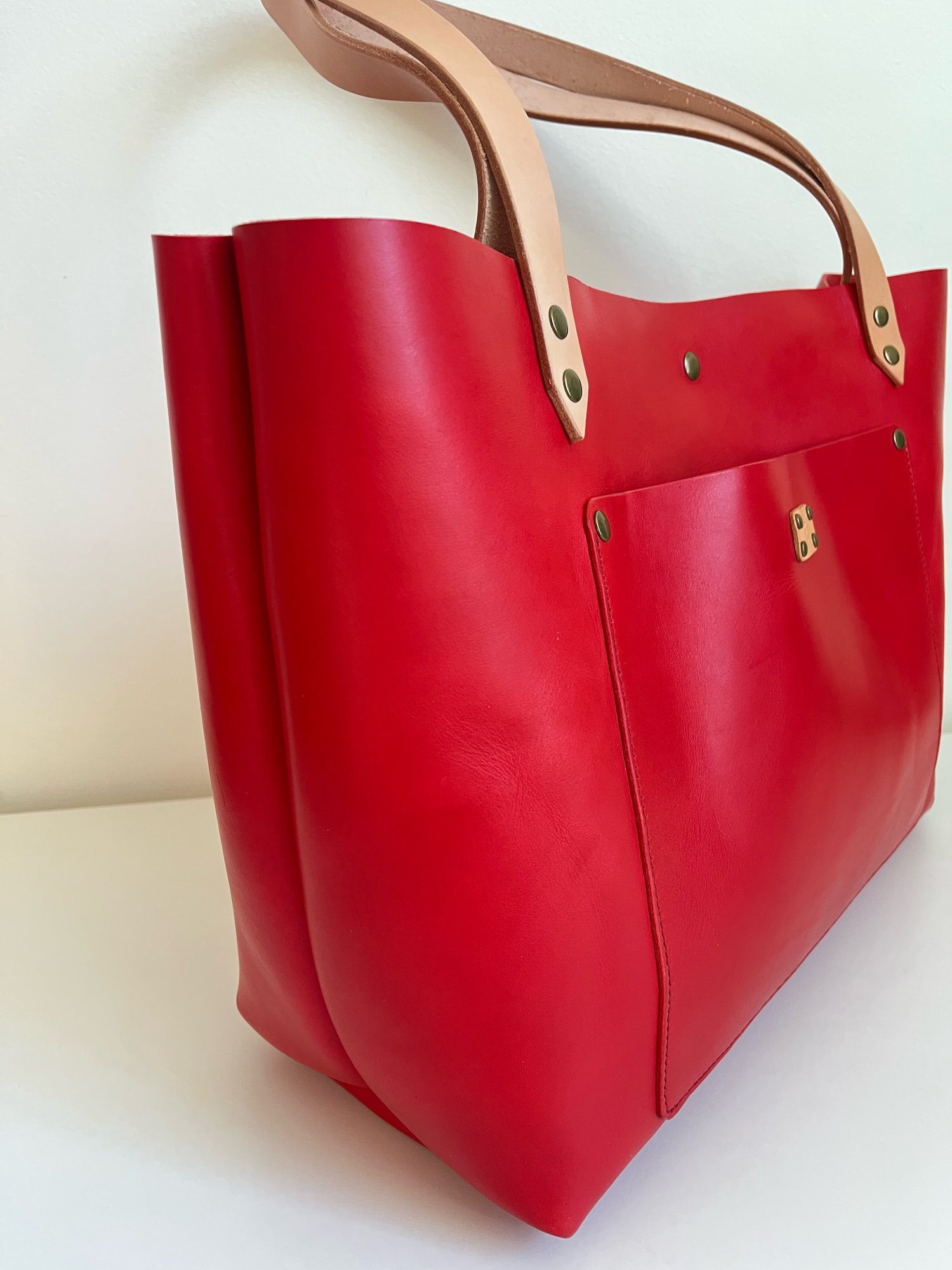 Image of Candy Apple Red Italian Vachetta Carry-all Tote