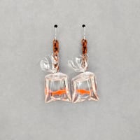 Image 2 of Goldfish in a Bag on Silver Chain Earrings