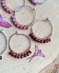 Image 1 of Garnet Wire Weaved Hoops