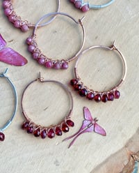 Image 1 of Garnet Wire Weaved Hoops