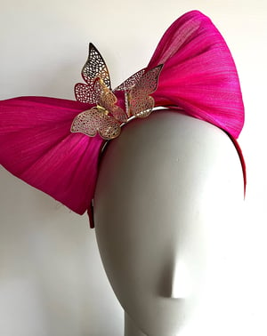 Image of Hot pink silk abaca bow