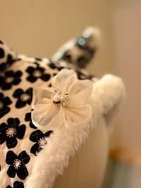 Image 7 of Haute Couture: Hand Beaded Quilted Black Floral Cat Hat