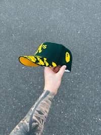 Image 5 of YELLOW BRIM FOREST GREEN OAKLAND ATHLETICS CUSTOM FITTED CAP