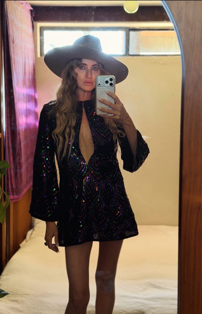 mid 1970s HALSTON sequin silk keyhole mini dress designer