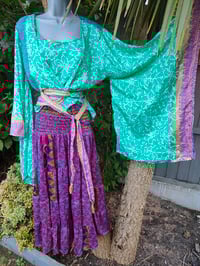 Image 1 of Kimono and cami top Set-jade and 💜 purple