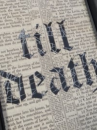 Image 3 of "TILL DEATH" 1800's bible page with preserved web