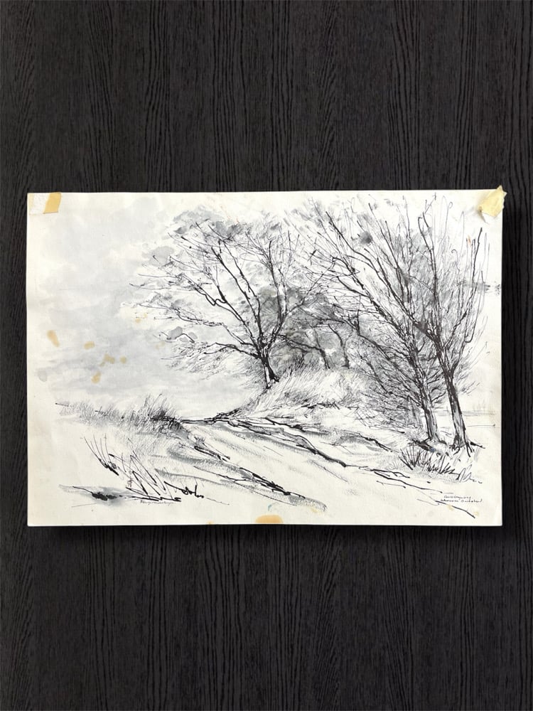Image of VINTAGE DUTCH DRAWING: LANDSCAPE #14