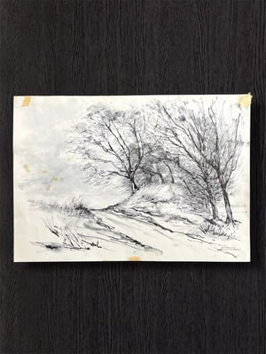 Image of VINTAGE DUTCH DRAWING: LANDSCAPE #14