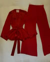 early 1970s OSSIE CLARK scarlet moss crepe trouser suit