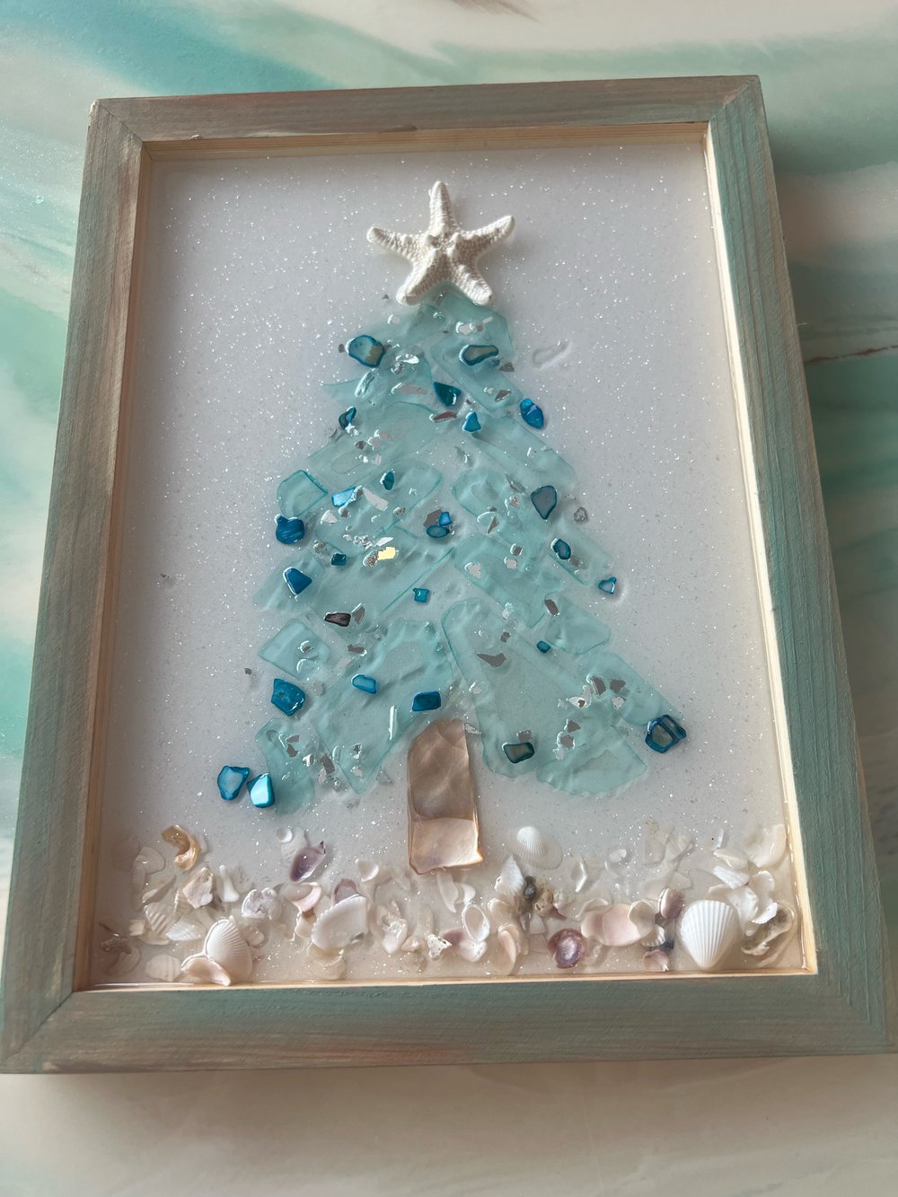 Image of Resin Framed Sea Glass Trees 