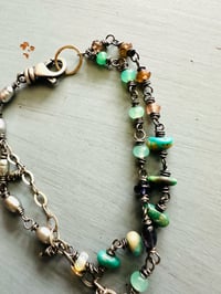 Image 14 of double strand turquoise pearl and opal charm bracelet