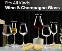 Image 2 of 4pcs Bamboo Wine Glass Charcuterie Topper, (Keep Bugs Out and Use as Small Appetizer Plate). 