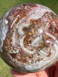 Image 7 of Amethyst With Mexican Lace Agate Sphere #651