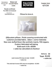 20 custom outdoor pillows. 50% completion payment