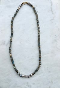 Image 3 of CLASSIC STRAND-labradorite and gray pearls