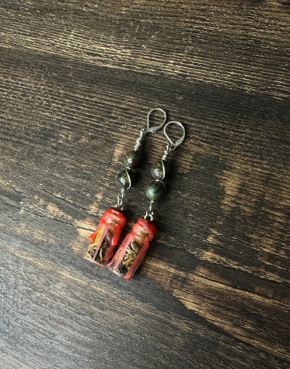 Image of Personal Strength Earrings w/ Dragon's Blood Jasper