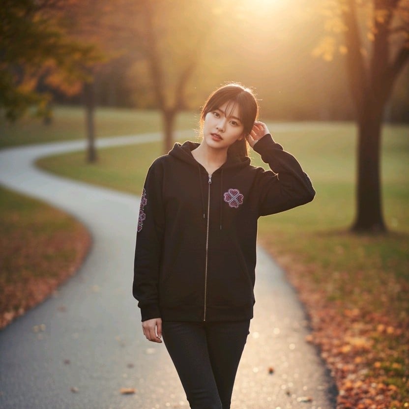 Image of Rhinestone Zip-up Hmong Elephant Foot Heart Hoodie