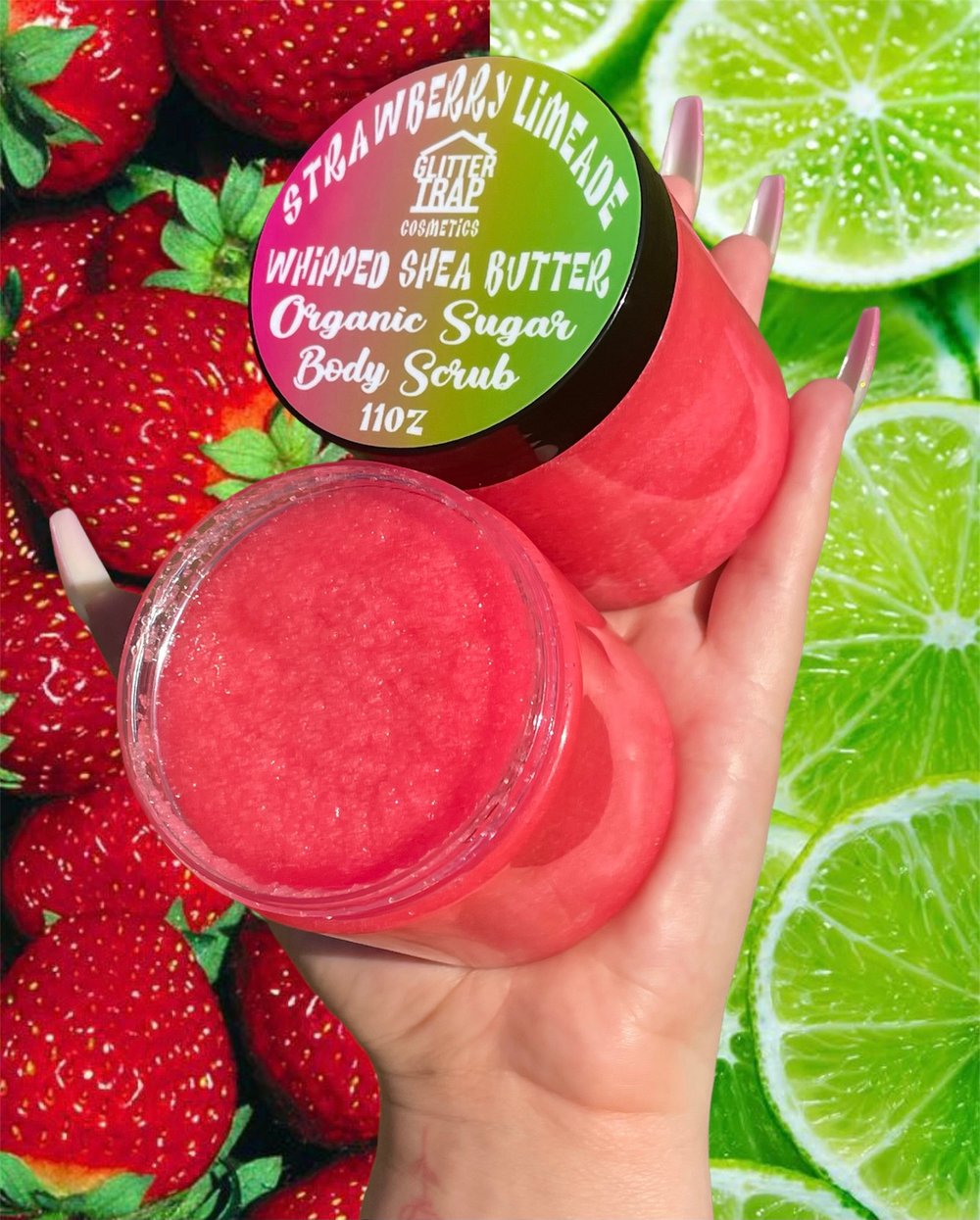 Image of Strawberry Limeade🍓💚 Whipped Shea Butter🧈 Organic Sugar Body Scrub