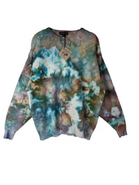 Image 2 of ♻️ UPCYCLED L Men's 100% Cotton Sweater in Earthy Watercolor Ice Dye