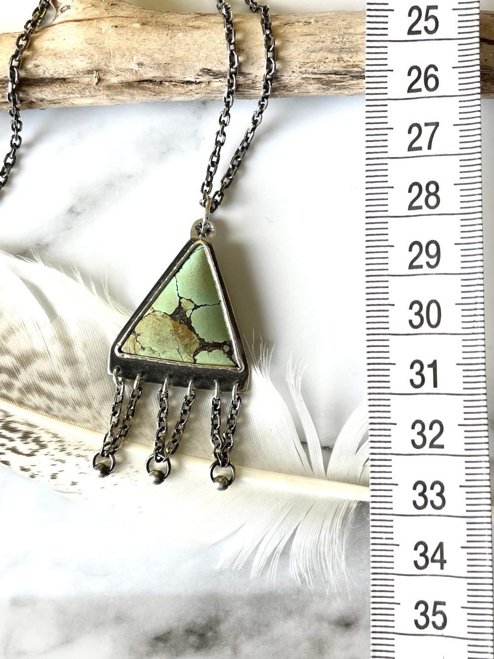 Handmade Treasure Mountain Turquoise Silver Pendant 925